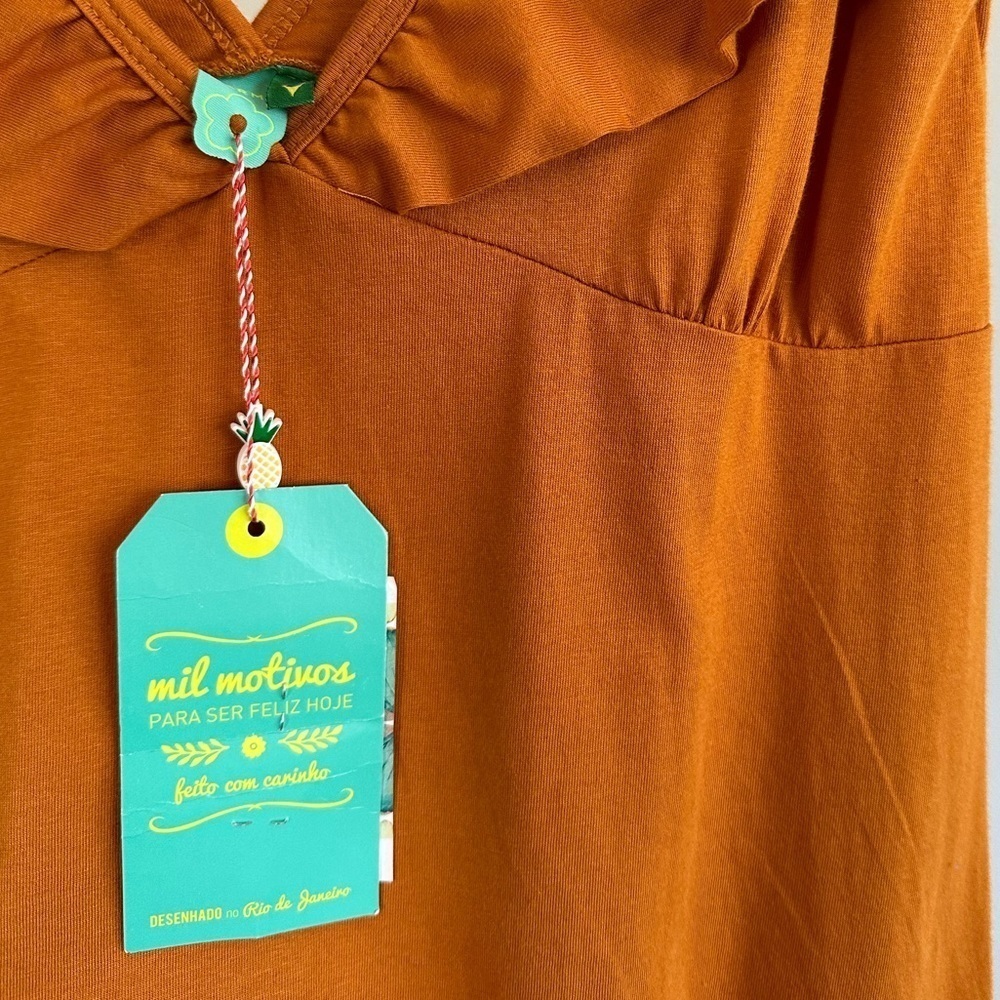 NEW FARM Rio authentic dress cotton caramel brown small NWT - Picture 7 of 7